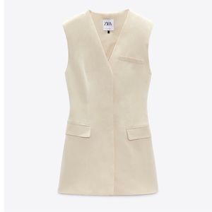 Zara long linen blend cut out vest